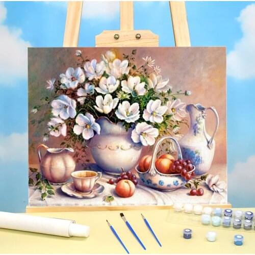 Fruit Flower Art Coloring By Numbers Painting Package Oil Paints 40*50 Oil Painting Loft Picture For Children Wholesale Art