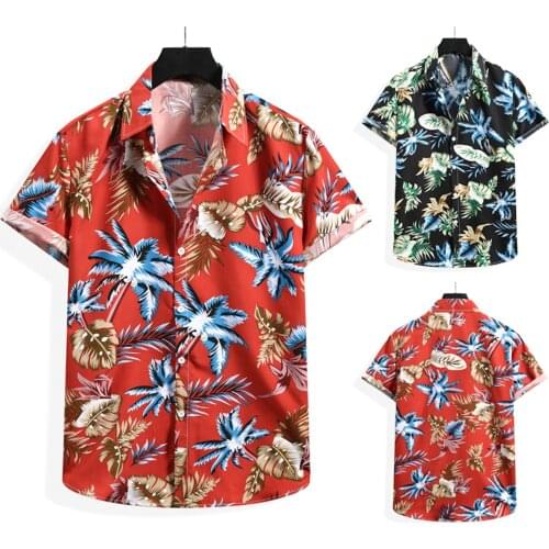 Hawaiian Shirts For Mens Fashion Casual Beach Flower Shirt Summer Short Sleeve Button Turn-Down Collar Shirts Camisa Masculina