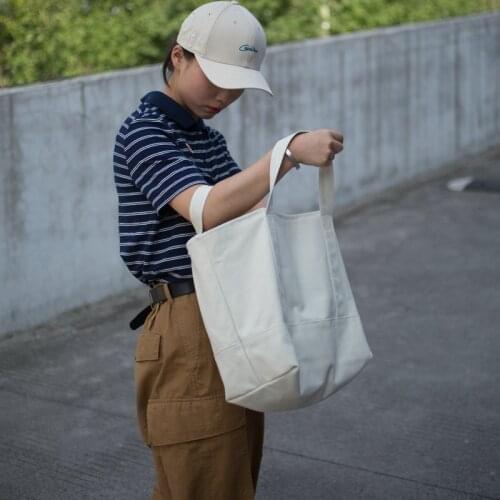 Japanese College Style Canvas Shoulder Bag Solid Color Large-capacity Handbag Trend All-match