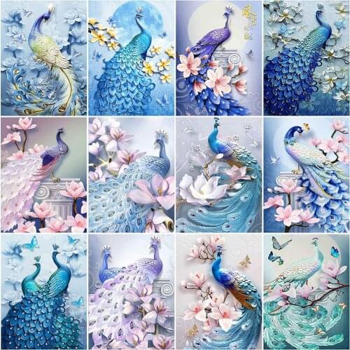 HUACAN 5D Diamond Painting Peacock Full Round Drill Mosaic Diamond Embroidery Animal Cross Stitch Kits Home Decor Home Decor