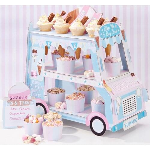 Creative Paper Car Shaped Birthday Cake Stand Ice Cream Display Stand Candy Pastry Rack Cupcake Holder Party Wedding newcomer
