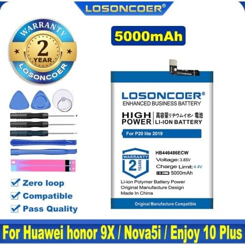 LOSONCOER 4900mAh HB446486ECW Mobile Phone Battery For Huawei P20 lite (2019) / P Smart Z STK-LX1 ANE-AL00 TL00 ANE-LX1 LX2 LX3