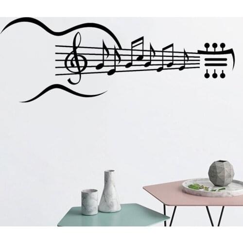 Guitar Wall Sticker Musical Instrument Decal Music Notes Stickers Musician Bedroom Living Room Decoration Removable Home Decor