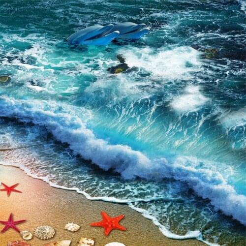Beibehang Wallpaper Mural Wall Sticker Beach Beach Wave Surf 3D Floor Tile Painting papel de parede wallpaper for walls 3 d