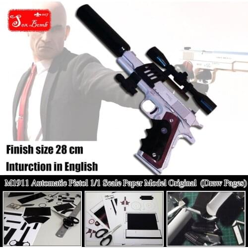 2017 New Classic M1911 Automatic Pistol Scaled 3D Paper Model Cosplay Kits Kid Adults' Gun Weapons Paper Models Handmade Toys