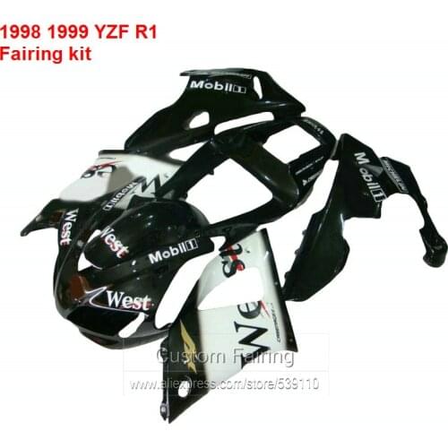 West Fairings For YAMAHA YZF R1 98 99 ( black ) 1998 1999 Abs Fairing kit HY48