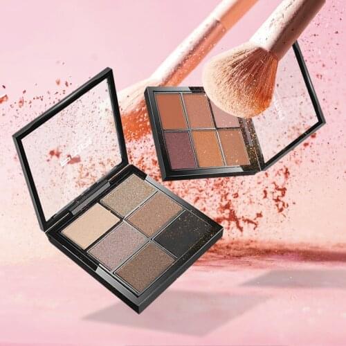 PMA 6 Colors Pressed Matte Glitter Eyeshadow Palette,Waterproof Long-lasting Eyeshadow Pigment Diamond Shimmer Nude Shiny Makeup