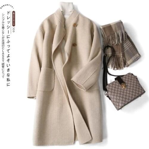 Hand-stitched Double-sided Herringbone Women 2021 New Autumn Woolen Coat Womens Clothing