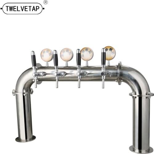 TWELVETAP U-shaped bar hot style 4 rows of small beer columns Stainless steel beer tower with 4 medals with LED lights Brewing d