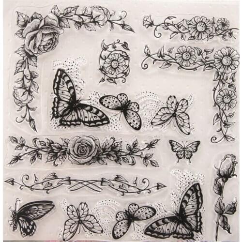 Rose Teng Butterfly Transparent Clear Silicone Stamp Seal Cutting DIY Scrapbook Rubber Stamping Coloring Diary Decor Reusable