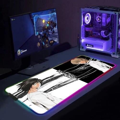 RGB Death Note Colorful glow Gaming MousePad rainbow Colorful Big Glowing LED Extended Illuminated Keyboard Non-Slip Desk Mat