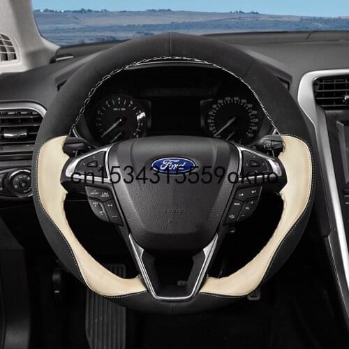 DIY Steering Wheel Cover Custom Fit For Ford Focus Kuga Edge Mondeo Taurus Accessories