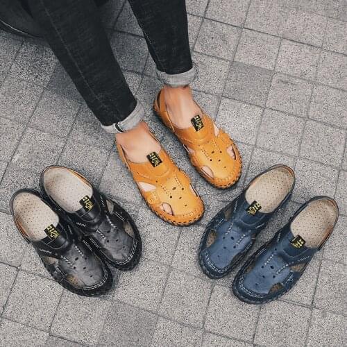 Mens White Sandals Mens Slip On Sandals Platform Leather Sandles Sandal Shoe Men Genuine Sandalhas Masculina Sandalia De Praia