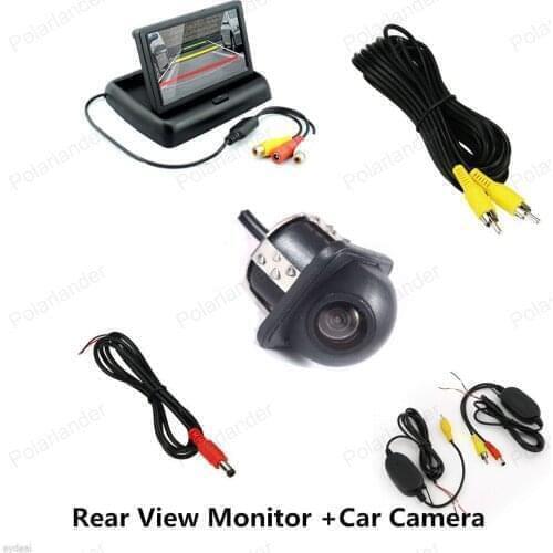 4.3 inch Foldable car display with 2 video inputs Car Reverse Rear View Monitor add CCD Night Vision Car Camera