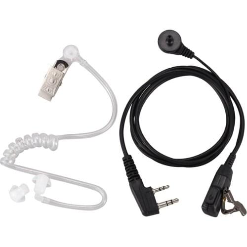 Top 2 Pin PTT MIC Headset Covert Acoustic Tube In-ear Earpiece For Kenwood TYT Baofeng UV-5R BF-888S CB Radio Accessories