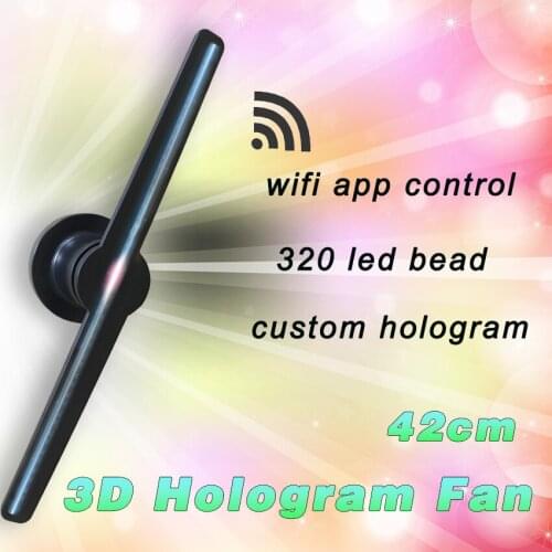 3D 42CM WiFi APP Control 3D Hologram Fan higher Resolution 640P HD 3D led fan advertising holographic display LOGO projector