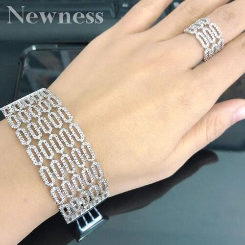 Newness Fashion Geometry Luxury Hollow Full Cubic Zirconia Copper Party Wedding Women Bridals Lady Bijoux