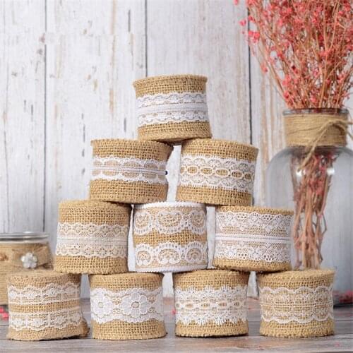 2Meters Burlap Ribbon Vintage Wedding Centerpieces Decoration Sisal Lace Ribbon Trim Jute Ribbon Hessian Rustic Event Supplies
