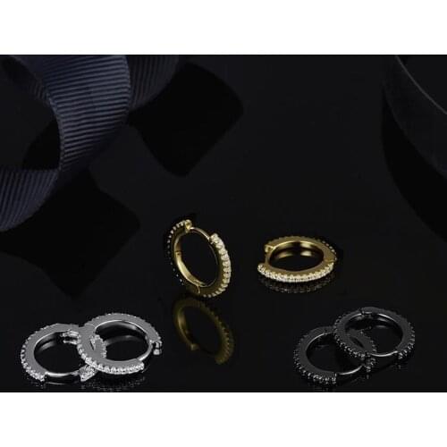 SLJELY Fashion 925 Sterling Silver Zirconia Rose Gold Black 4 Color Simple Circle Anneau Hoop Earrings Women Jewelry Accessories