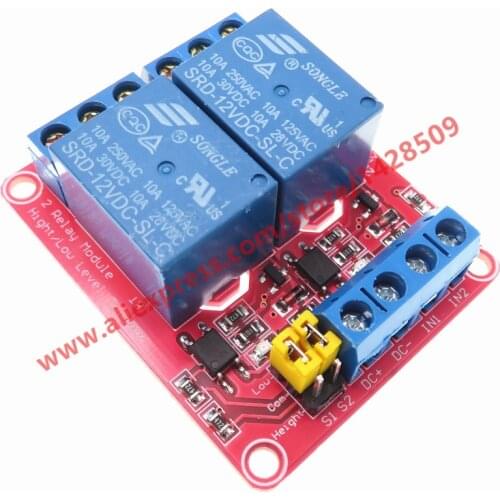 1pc 5V/12V Support High and Low Level Trigger Development Red Board 2 Channel Optocoupler Isolation Relay Module