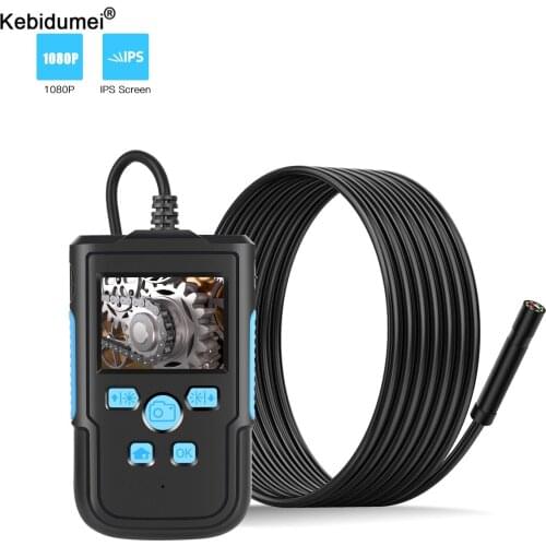 1080P HD 8mm Endoscope Camera Hard Cable Inspection Cameras 2.4 Inch IPS Screen 8 LED Adjustable Endoscope Waterproof Borescope