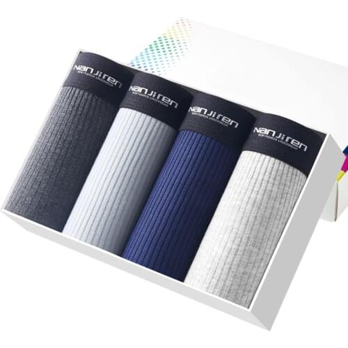 4pcs Mens Shorts Sexy Boxers Cotton Underwear Male Breathable Panties Solid Boxershorts Brand Underpants