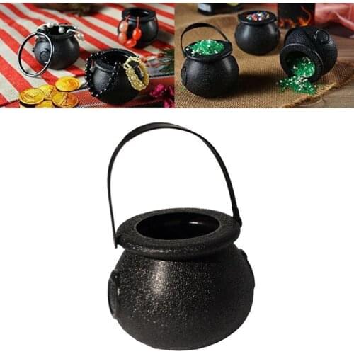 5Pcs Scary Halloween Skull Candy Kettles Pot Hanging Witch Decoration Head Horror Can Halloween Pot Candy Jar Ghost Props D6C3