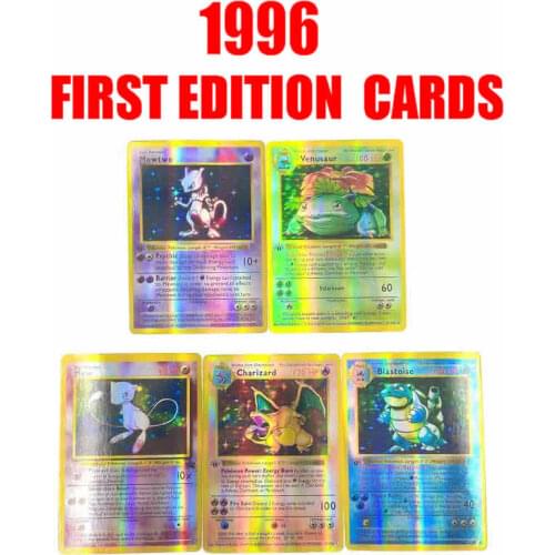 5pcs/Set First Edition 1996 Years DIY Pokemon Cards Charizard Collection Palying Game Cards Toy Commemorate Best Gift For Kids