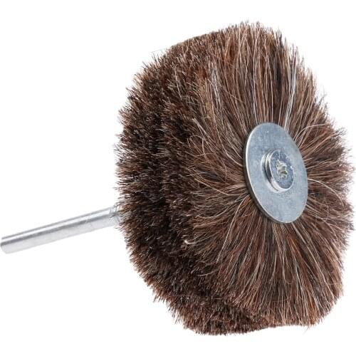 85 Dia 6mm Shank Wooden Hub Horse Hair Wheel Brush Jewelry Polishing Tool For Wood Carving Polishing Waxing Grinding Tool