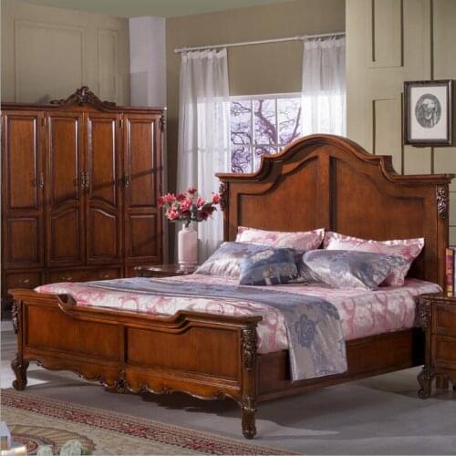 American wood bed 2 people European classical American country style furniture double bed 1.8 m 10291
