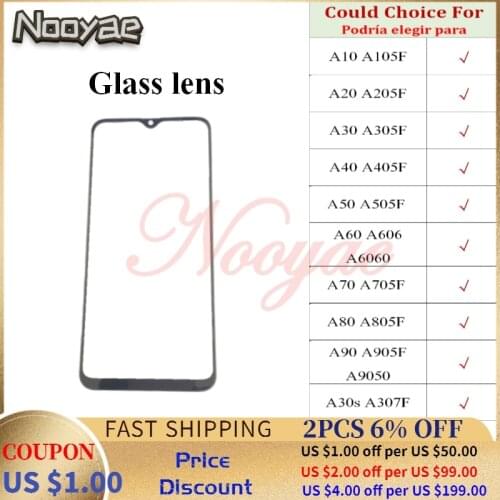 Black Front Digitizer LCD Sensor Glass Panel For Samsung Galaxy A10 A20 A30 A40 A50 A60 A70 A7 A750 Touch Screen Glass lens
