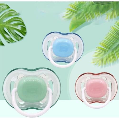 Baby Silicone Pacifier Soothing Infants Bite Chew Supplies Newborn Comfort Appease Nipple Flat Teat Pacifiers