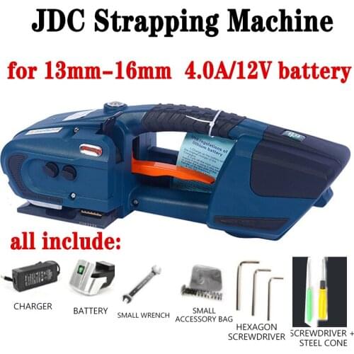 Electric baler Strapping Machine for 13mm-16mm PET/ PP Plastic straps Powered Pallet wrapping Machine With 2 batteries
