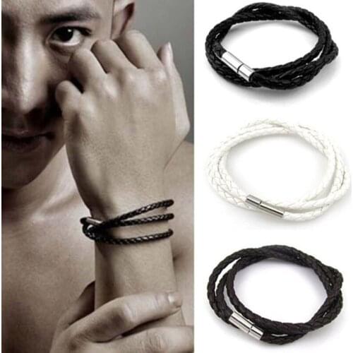 European and American Korean explosion models mens multi-layer braided twist leather bracelet