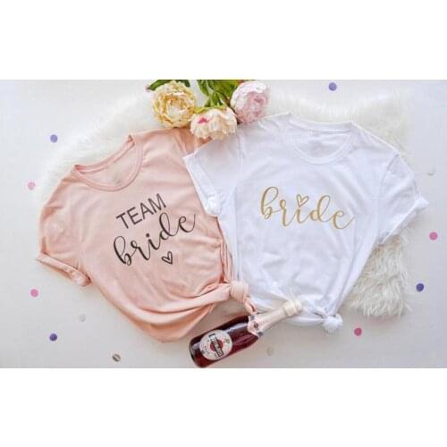 Couple T-shirt Team Bride and Bride Shirts Bridesmaid tshirts Bride Shirt fashion casual aesthetic 100%cotton tee tops