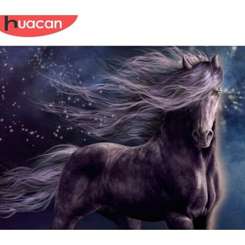 HUACAN 5D DIY Diamond Painting Horse Mosaic Rhinestone Cross Stitch Handmade Full Round Diamond Embroidery Animal Decoration