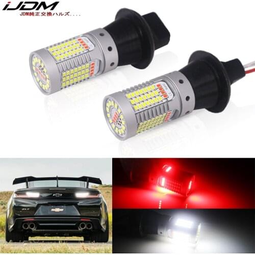 IJDM Car T20 LED White/Red Dual-Color Canbus W21W 7440 led Bulbs For 16-up Chevy Camaro Backup Reverse Lights & Rear Fog Lamp