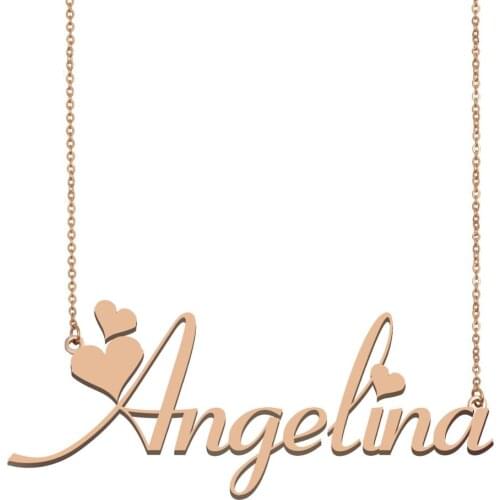 Dainty Angelina Name Necklace Custom Nameplate Charm for Women Girls Best Friends Birthday Wedding Christmas Mother Days Gift