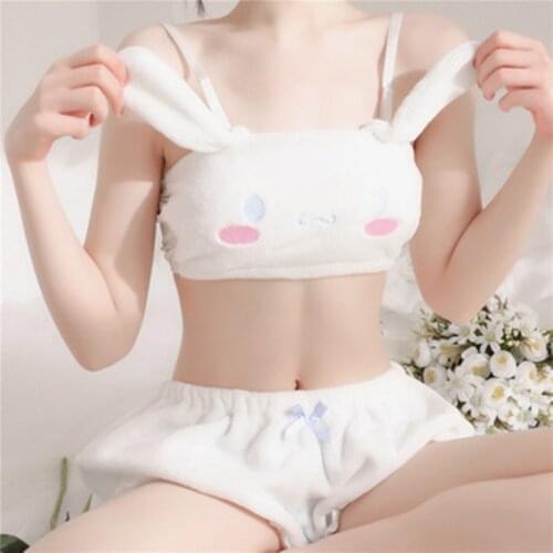 Cute Cartoon Velvet Bra Suit Girls Underwear Home Wear Laurel Dog Underwear Bra And Bloomers