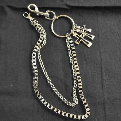 Fashion Trendy Waist Keychain Male Pants Belt Hot Charm Double Hinge Belt Chain Rock Punk HipHop Pant Jean Trousers Chain DR77