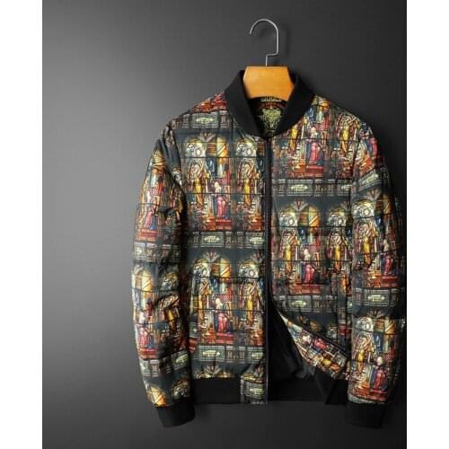 New high-quality classic retro printing mens white duck down jacket plus size jacket