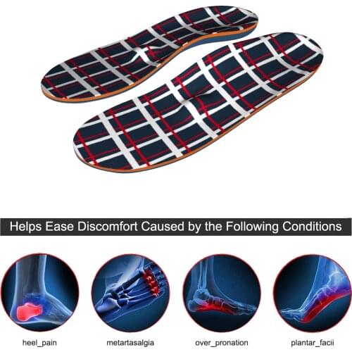 Black Striped Orthotic Arch Support Shoe Inserts Insoles Ease FootPain for Men and Women Memory Foam Orthopedic Insole