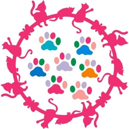 PANFELOU Cats paw print wreath metal craft paper die cutting dies Scrapbooking/DIY Thanksgiving Day Easter Embossing mould