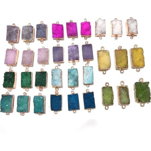 11 Colors Natural Stone Agates Charms Pendant Crystal Cluster Pendants for Jewelry Making DIY Supplies Fit Necklace Bracelet