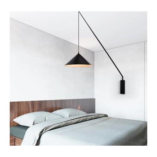 Nordic simple post modern industrial style creative fishing pole bedroom dining room living room study wall lamp