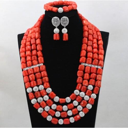 Luxury Trendy Coral Women Party/Event Beaded Coral Jewelry New Square Shaped Coral Necklace Jewelry Free Shipping ABL474