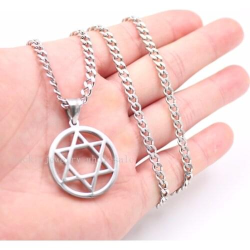 XMAS Gifts with 24 inch curb chain Stainless Steel The star of David pendant necklace For Women Men jewelry