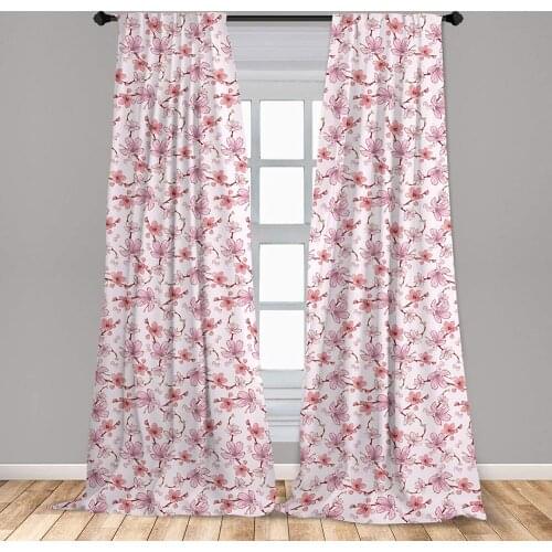 Asian Curtains Gentle Cherry Blossom Sakura Flower Spring Season Inspired Japanese Foliage Love Window Curtains for Living Room