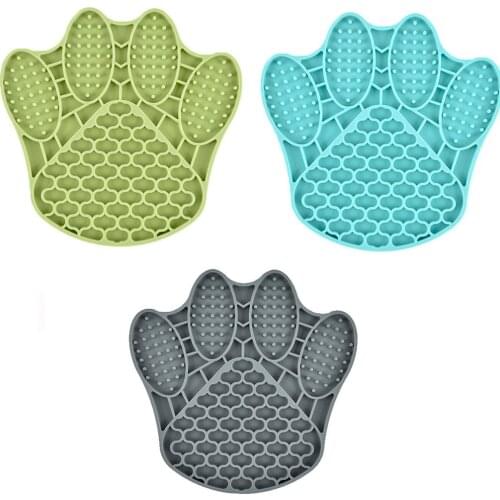 Pet Dog Feeding Slow Food Bowl Claw-shaped Dispensing Mat Feed Plate Silicone Dog Lick Pad Safe No-Toxic Training Plate