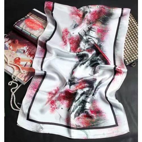 [SLKSCF] 180X55CM Fashion georgette silk pashmina design satin scarf digital painting scarves silk hijab shawl China Silk World